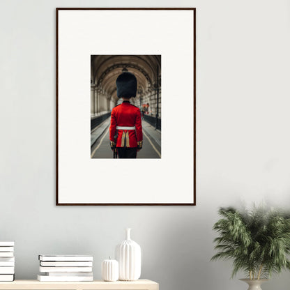 Framed wall art of a Queen’s Guard in red uniform from the Scarlet Temporal Century