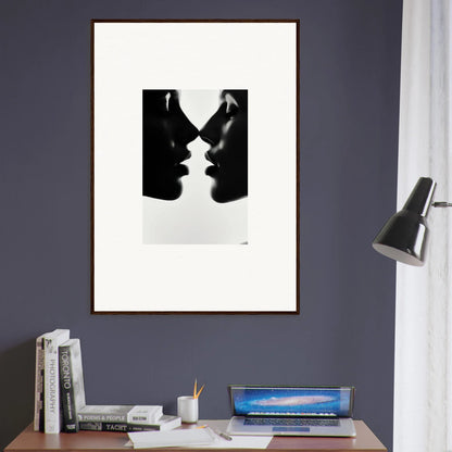 Black and white silhouette of two profiles in Whispers Kiss Universes special edition art™