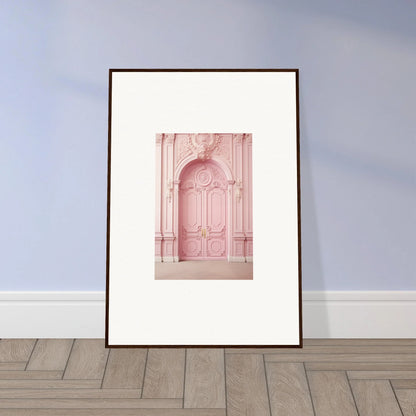 Framed Blush Merciful Renaissance art print of a pink vintage door with moldings