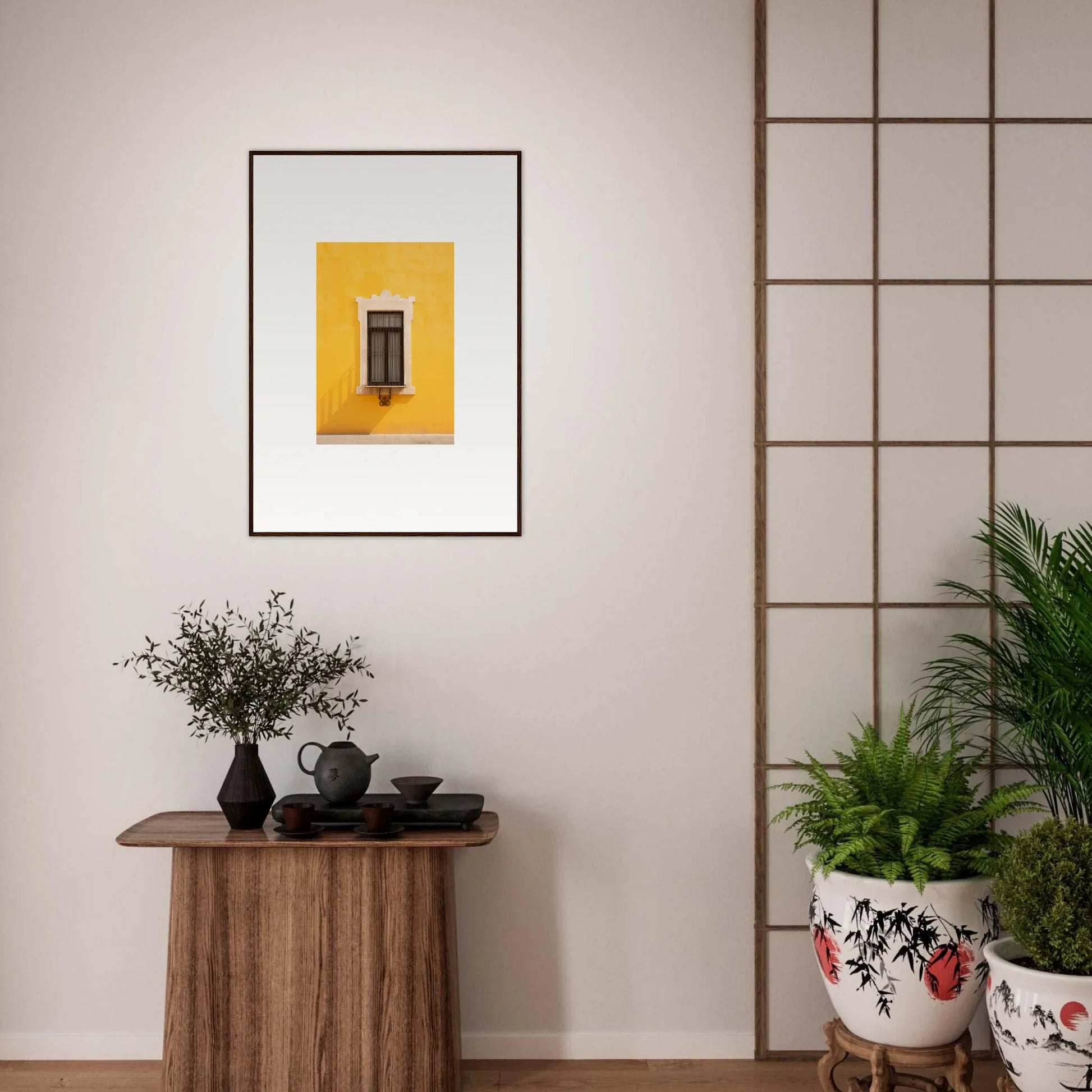 Framed photograph of a window on yellow wall from Window’s Giallo Reverie special edition art™