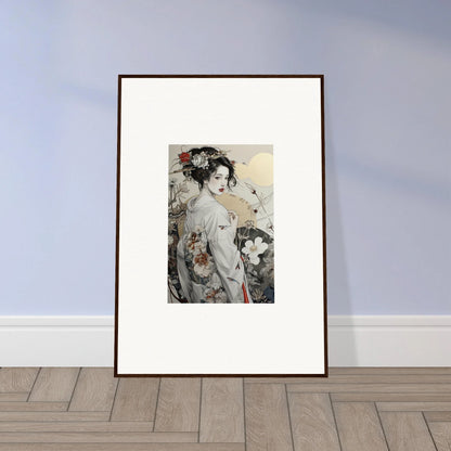 Framed black and white Japanese geisha artwork for Daydream Blossom Wistitudes