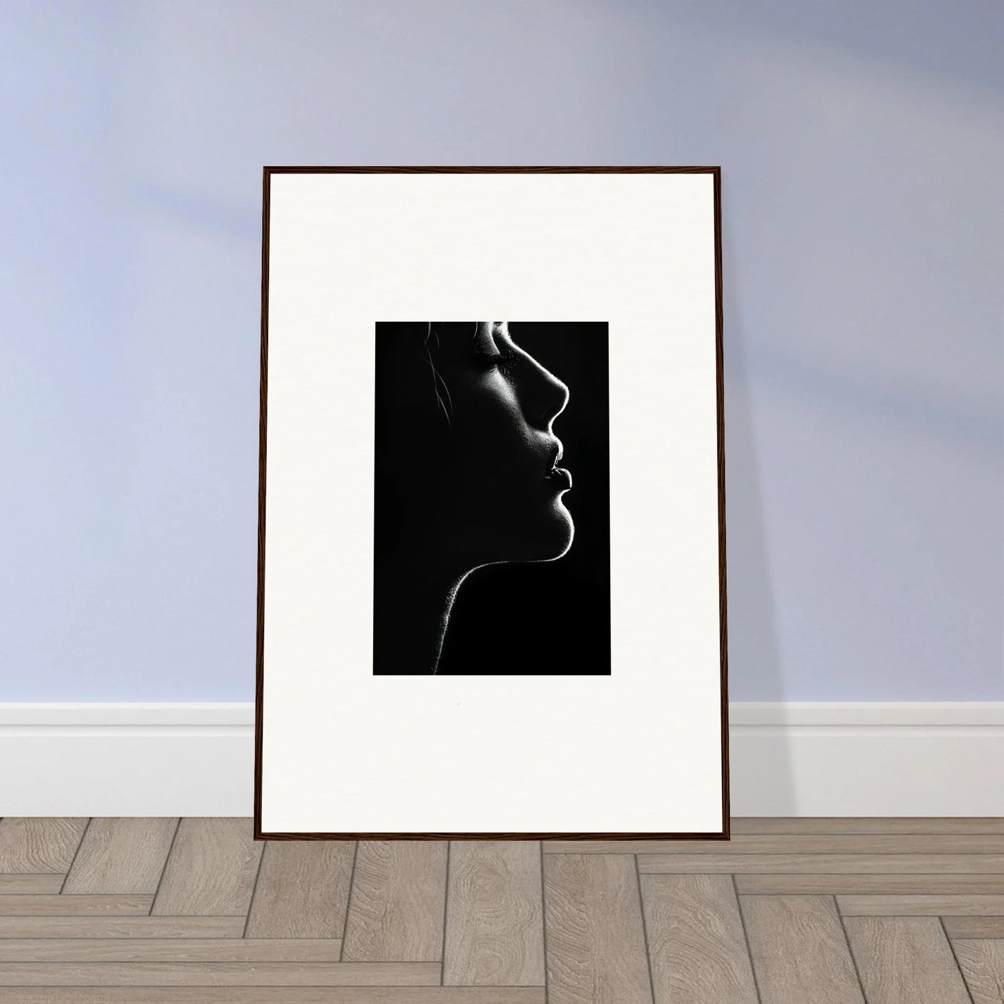 Black and white silhouette in Velvet Void Sensation framed wall art for a chic vibe