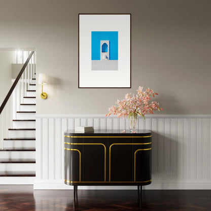 Art Deco black credenza with gold trim in Oikos Cerulean Aperturearches special edition art™