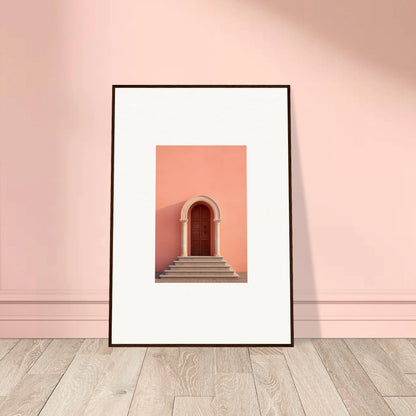 Framed photo of a pink arched doorway leading up to the Ethereal Sunset Gateway