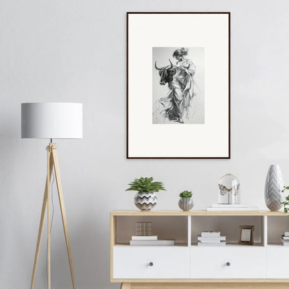 Framed black and white sketch art of Reverie of Zephyr for a premium wall display