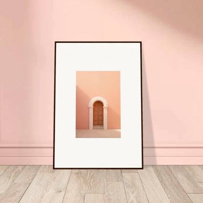 Framed Silent Coral Dreams art print of a peach archway on matching wall