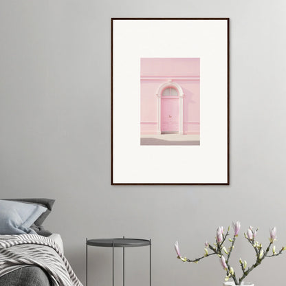 Framed wall art featuring a pink arched doorway in Pearly Baccarat Dream design