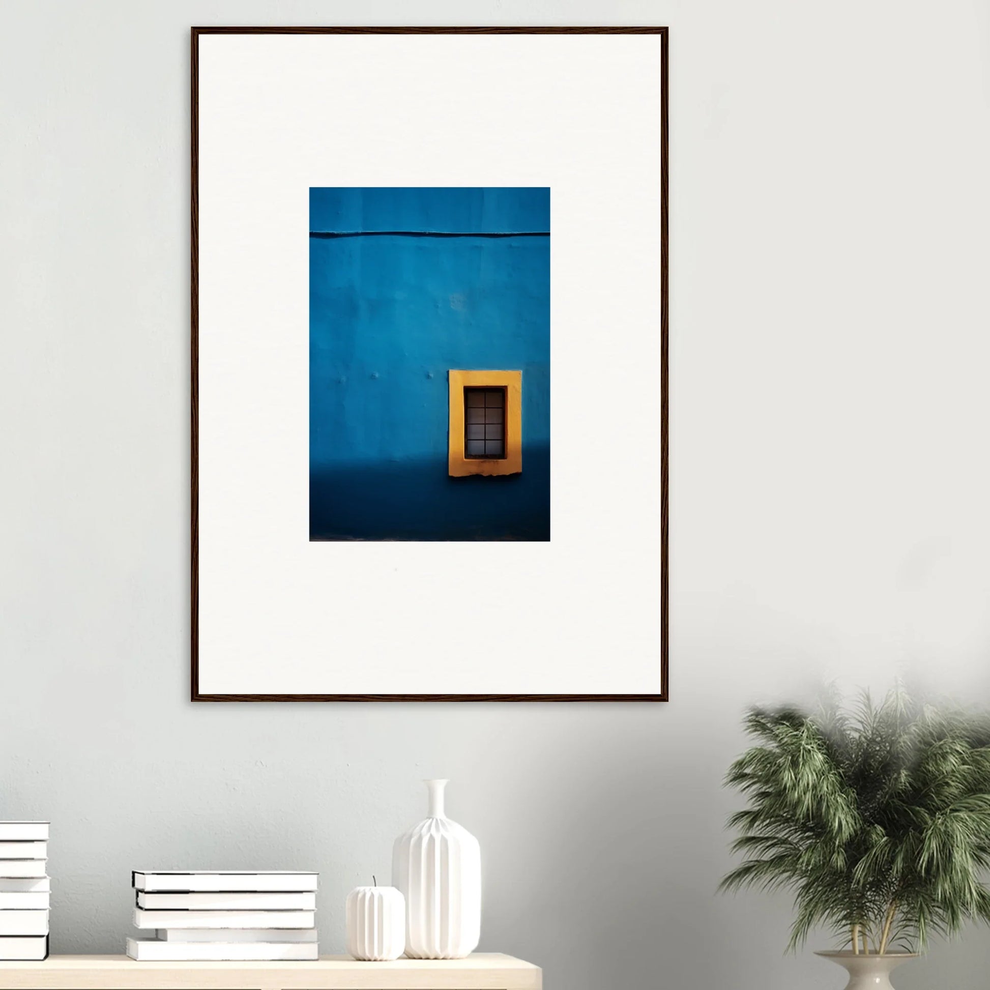 Framed photo of a blue wall with yellow frame from Hypercolor Dreamscape Longitude