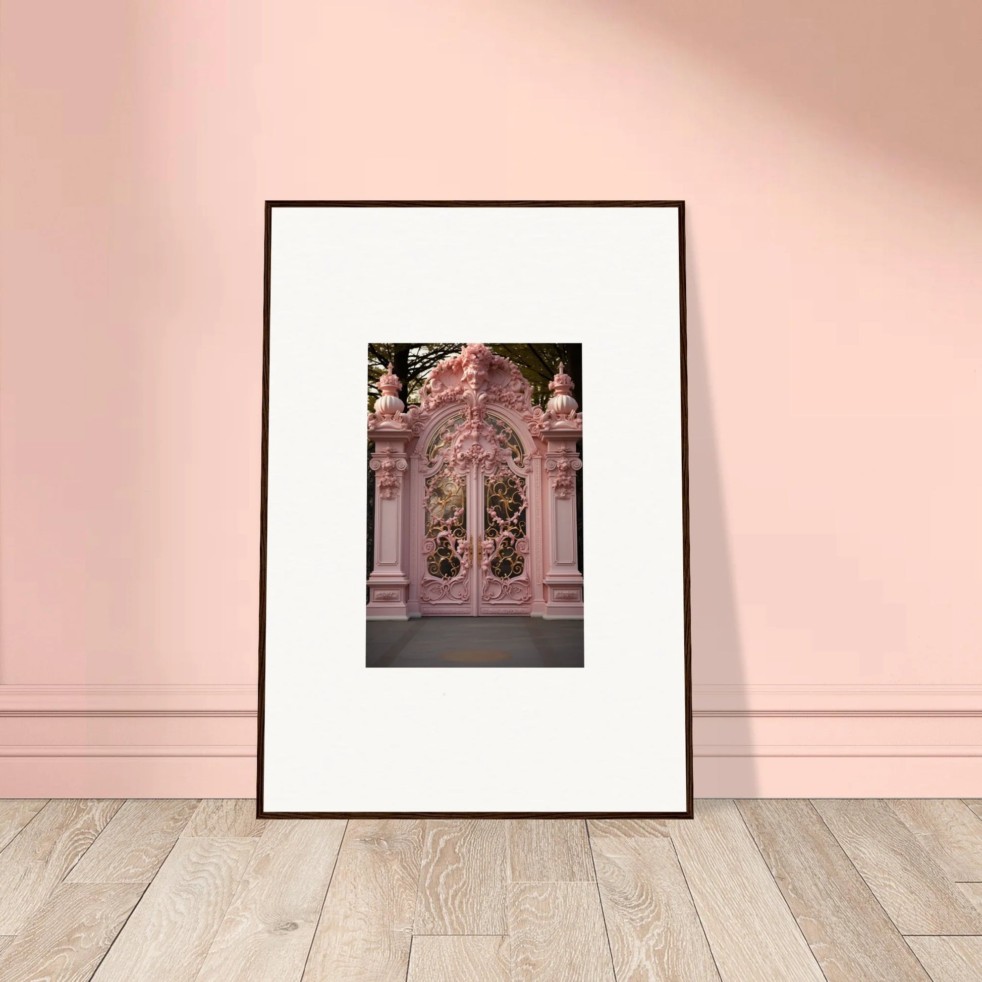 Framed photograph of ornate pink gates in Opulent Doorscape Divinity special edition art™