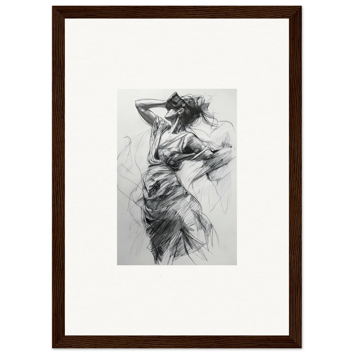 Charcoal sketch of a dancer in motion from Sketch Mirage Matinee premium framed wall art