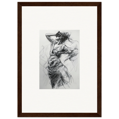 Charcoal sketch of a dancer in motion from Sketch Mirage Matinee premium framed wall art