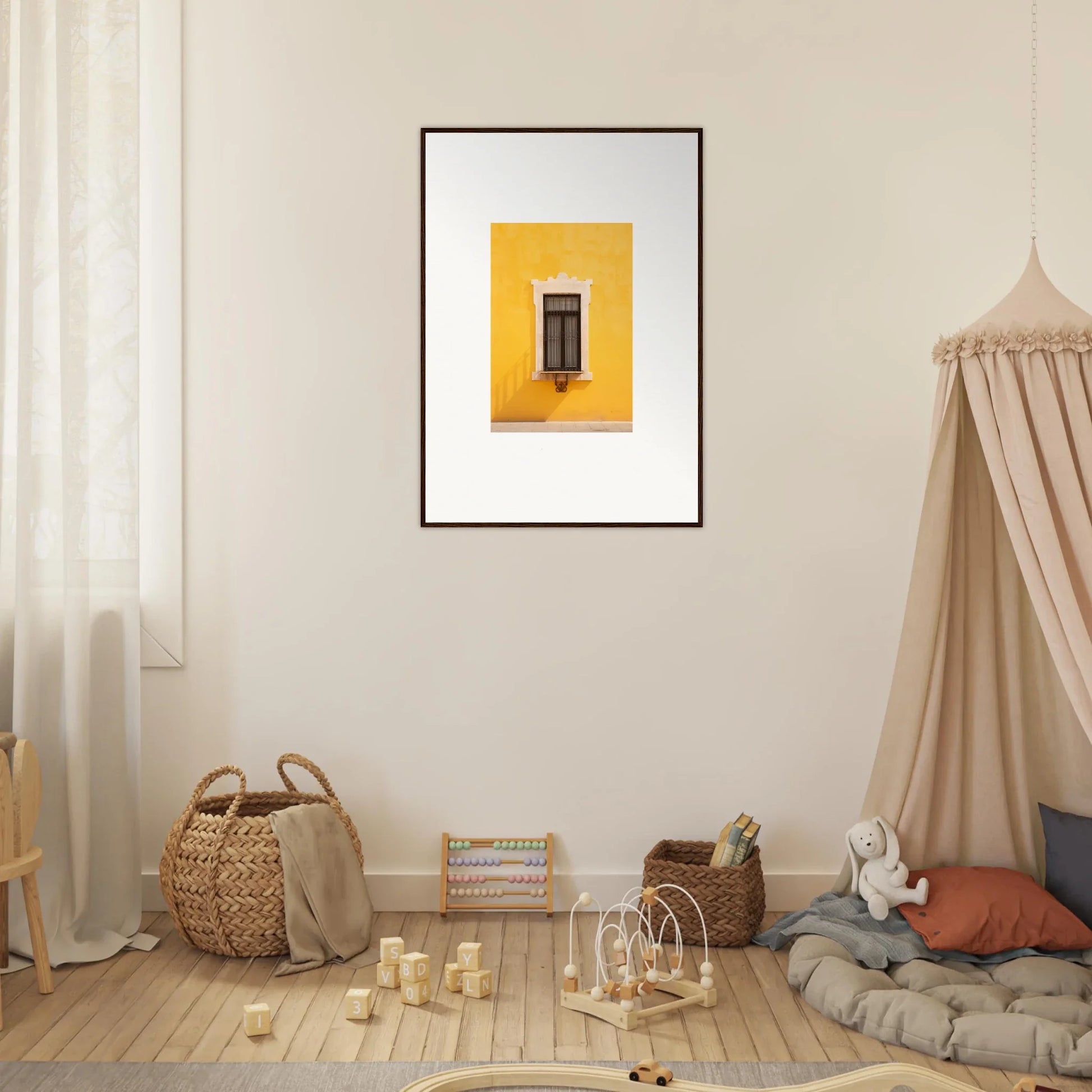 Framed photograph of a yellow wall with a window from Window’s Giallo Reverie special edition art™