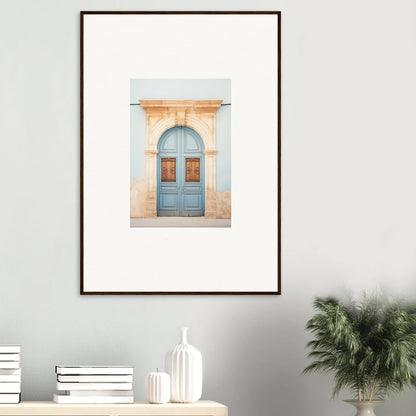 Framed photograph of a pale blue vintage door in Threshold of Echoes special edition art™