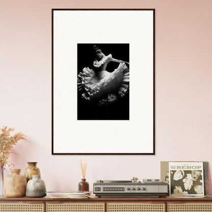 Framed black and white photo of a Swirled Dream Dancer in exquisite motion