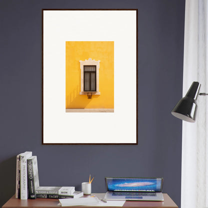 Framed minimalist art of a yellow wall with a window from Window’s Giallo Reverie