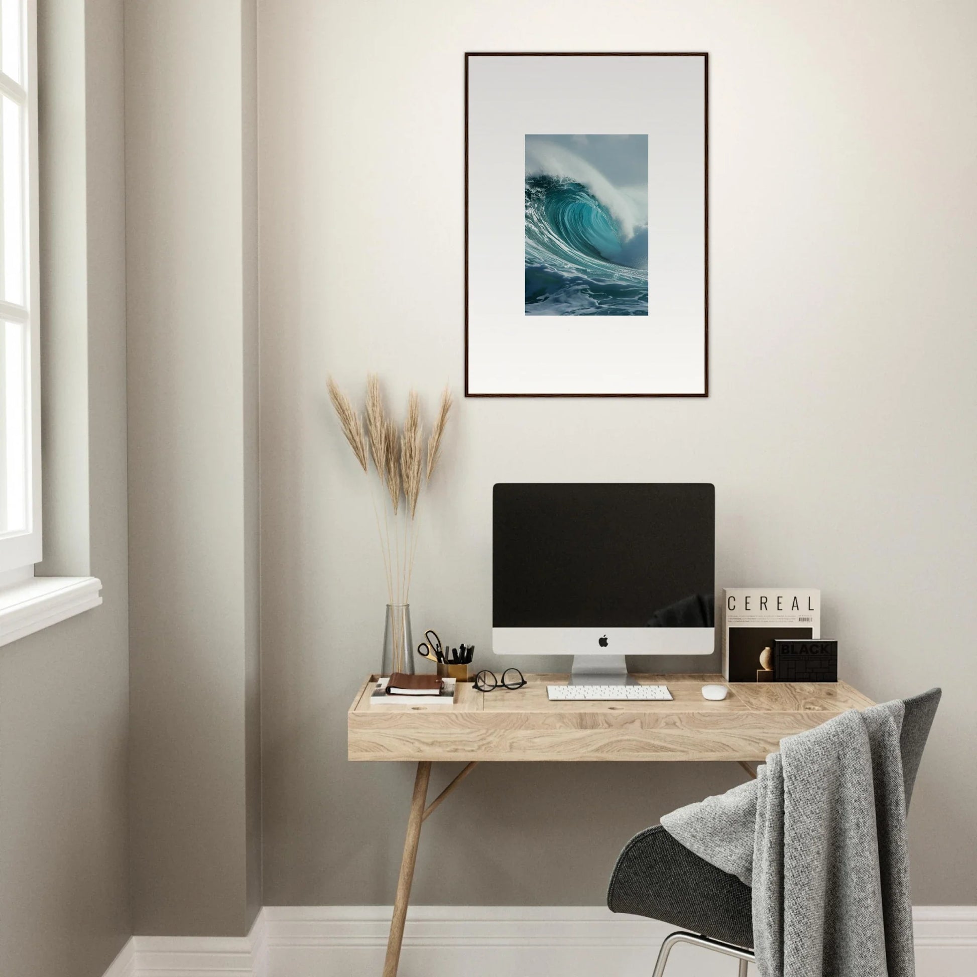 Framed ocean wave wall art for room decoration in Whispering Oceans collection