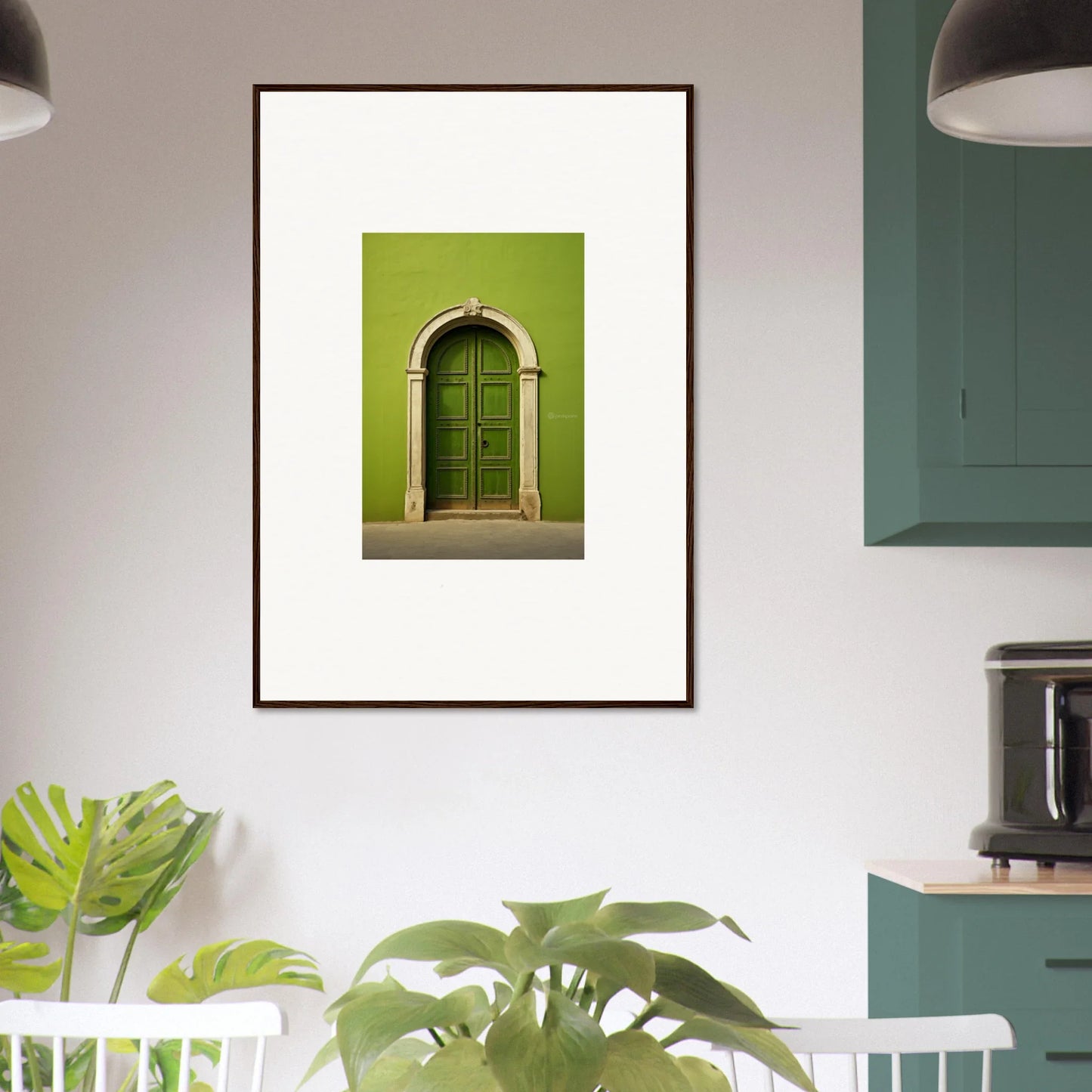 Framed photo of a green arched doorway from Vert Barcode Reverie special edition art™