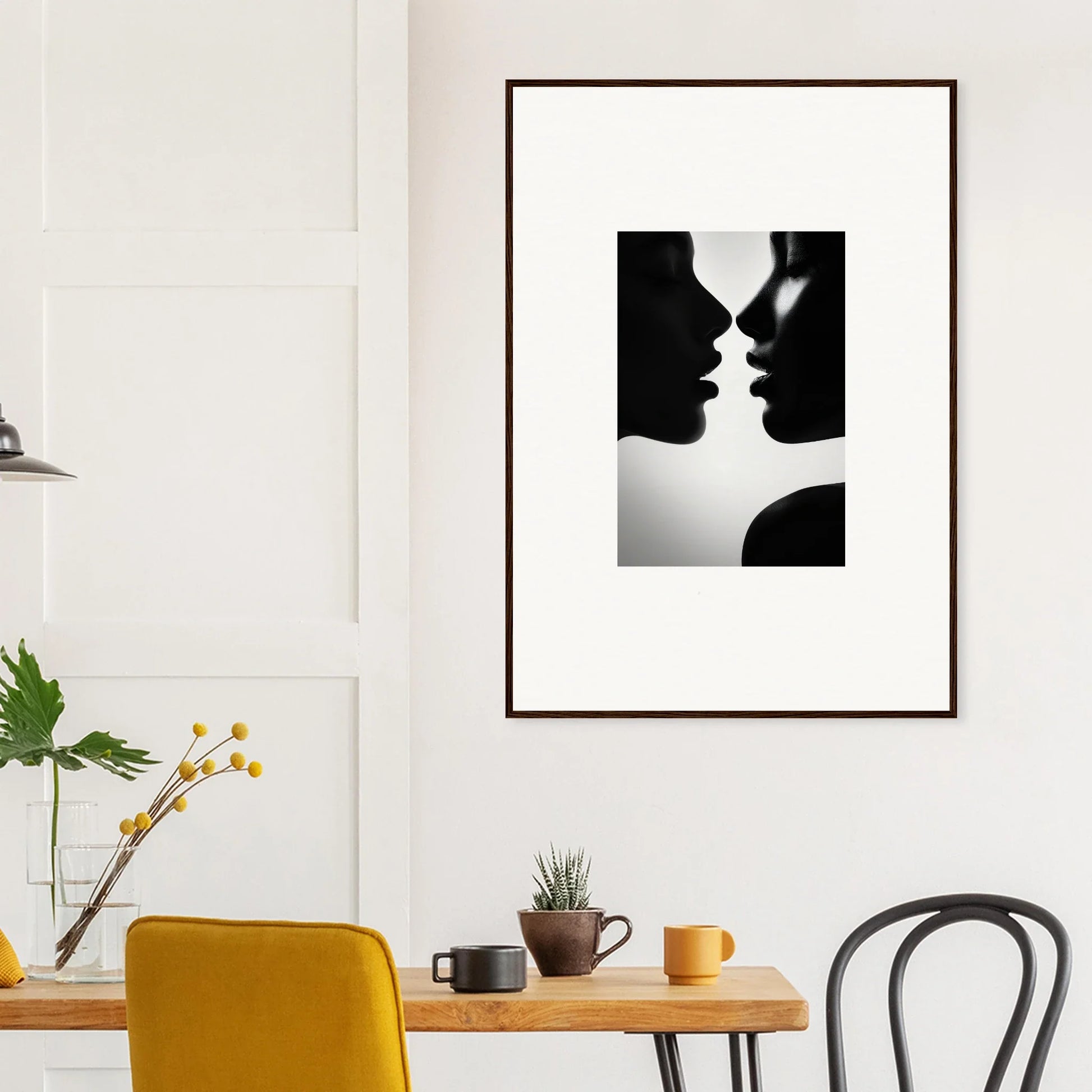 Black and white silhouette of two profiles in an intimate moment for Sables Dance special edition art™