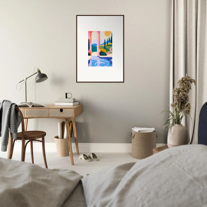 Colorful abstract wall art in a black frame perfect for room decoration in Sunlit Oasis