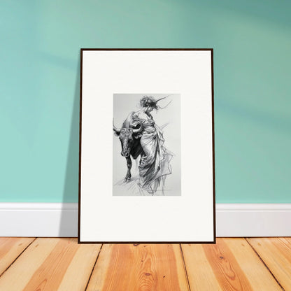 Framed black and white sketch of bullfighter for Minotaur’s Melodic Siesta special edition