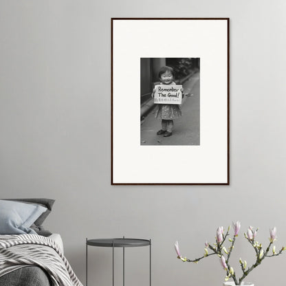 Framed black and white photo of a sign saying Something To Smile in Whimsy Echo Memory