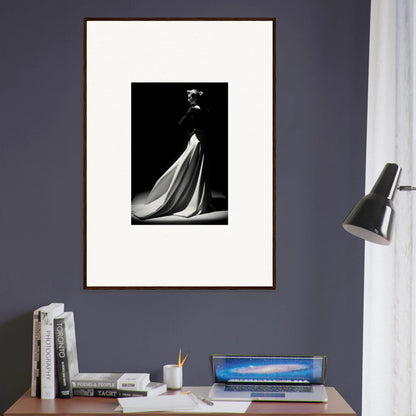 Black and white flowy gown in dramatic light from Veiled Monochrome Journey special edition art