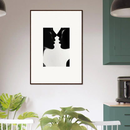 Black and white silhouette of two profiles in Whispers Shadowdance Serenaa art™