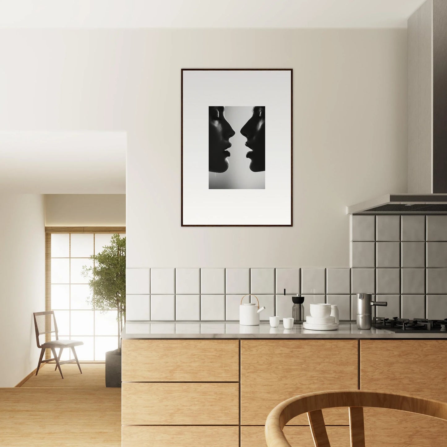 Black and white artwork of two silhouetted profiles in Echo’s Embrace special edition art™