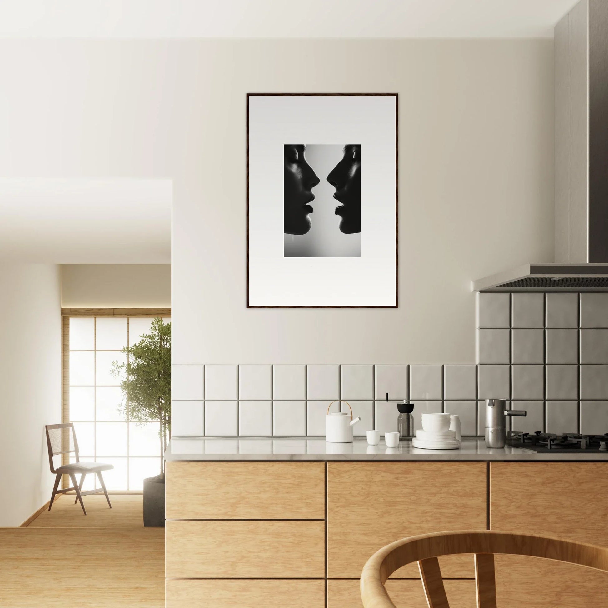 Black and white artwork of two silhouetted profiles in Echo’s Embrace special edition art™