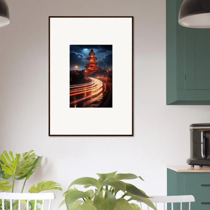 Framed photograph of a pagoda with light trails from Hyperloop Dreams Extravaganza