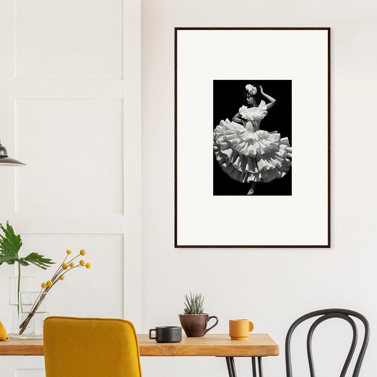 Framed black and white photo of a ballet dancer for Curves Dreamscape Illuminated