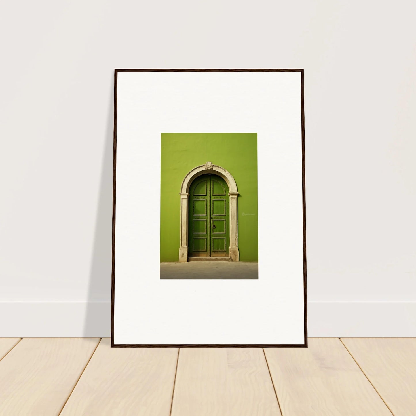 Framed photograph of a green arched door in Vert Barcode Reverie special edition art™