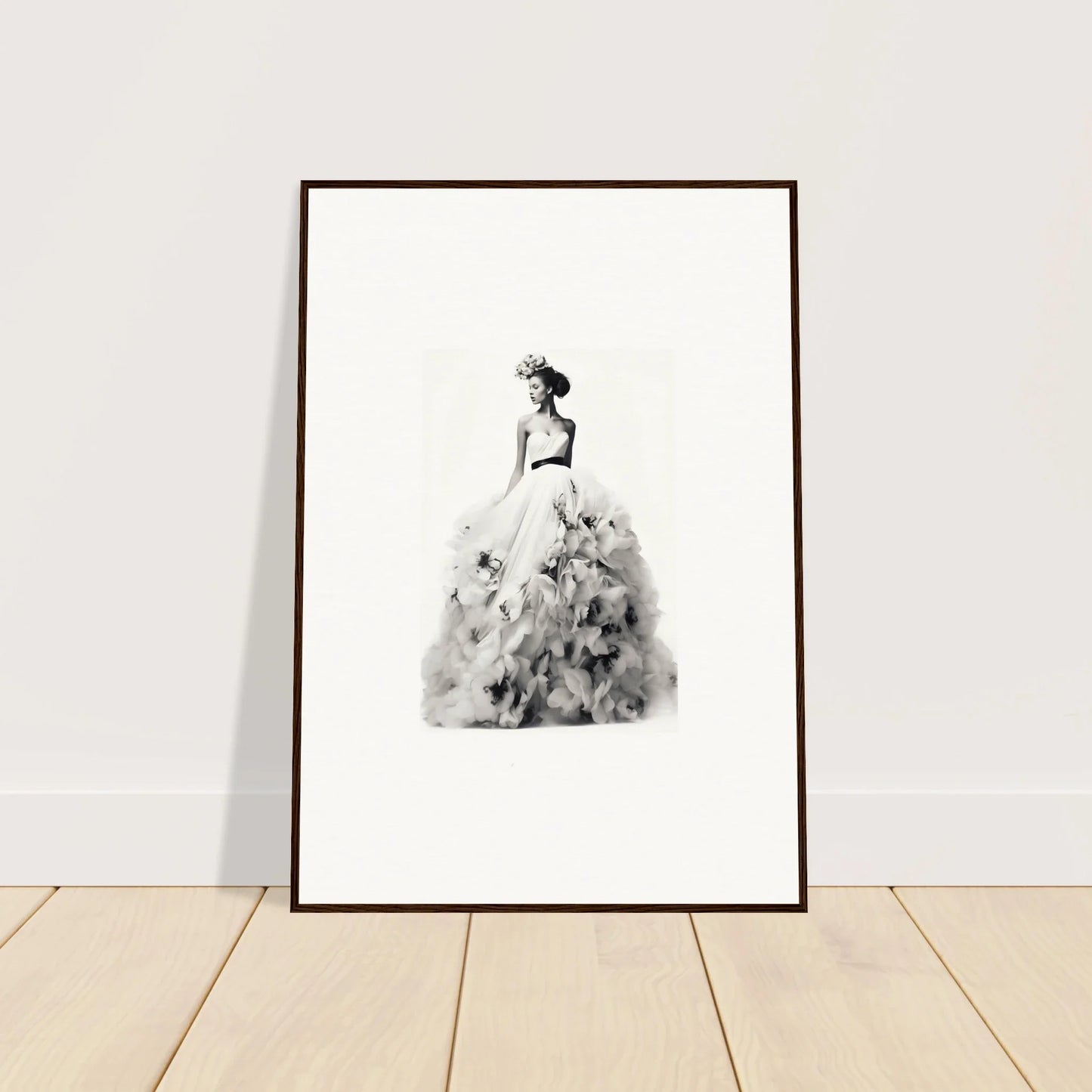 Elegant black and white watercolor of a figure in a gown from Dreams Bloom Eternal special edition art