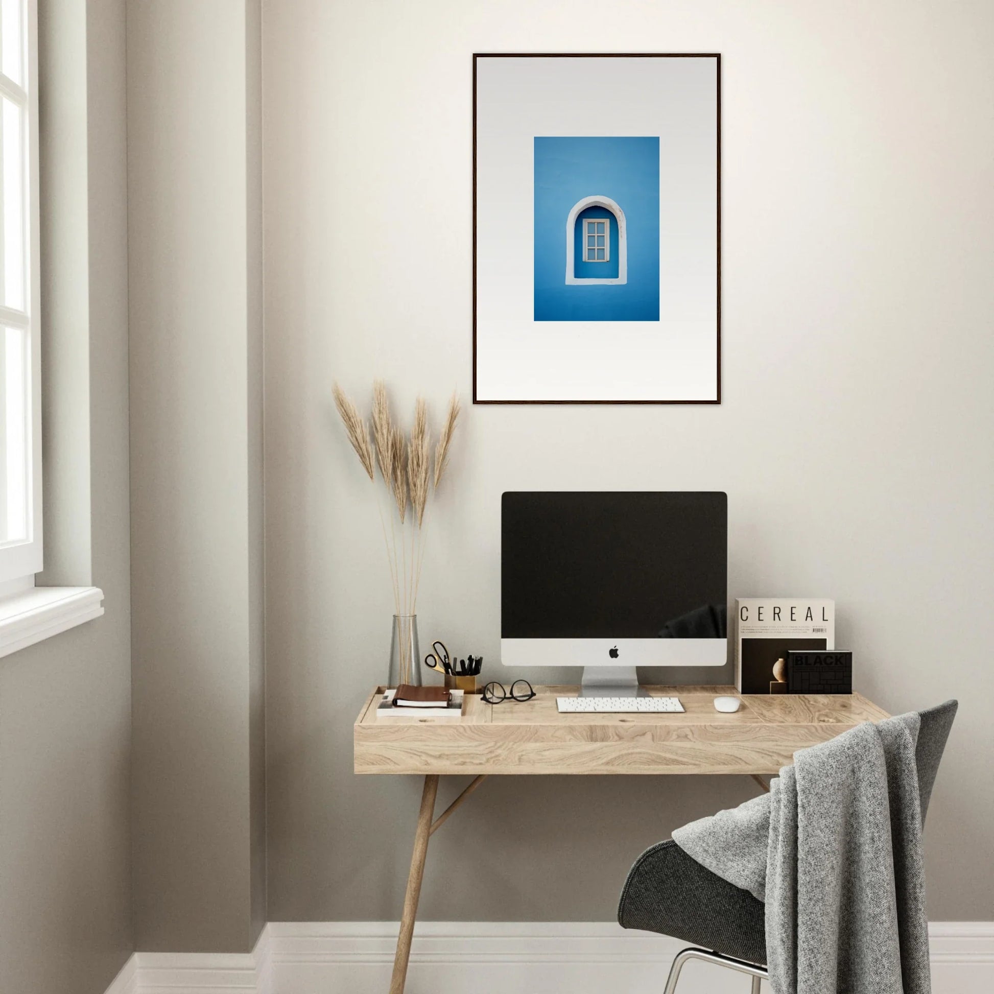 Framed Blue Architectural Photo of Nested Doorways for Whispers Sky Mosaic Special Edition Art™