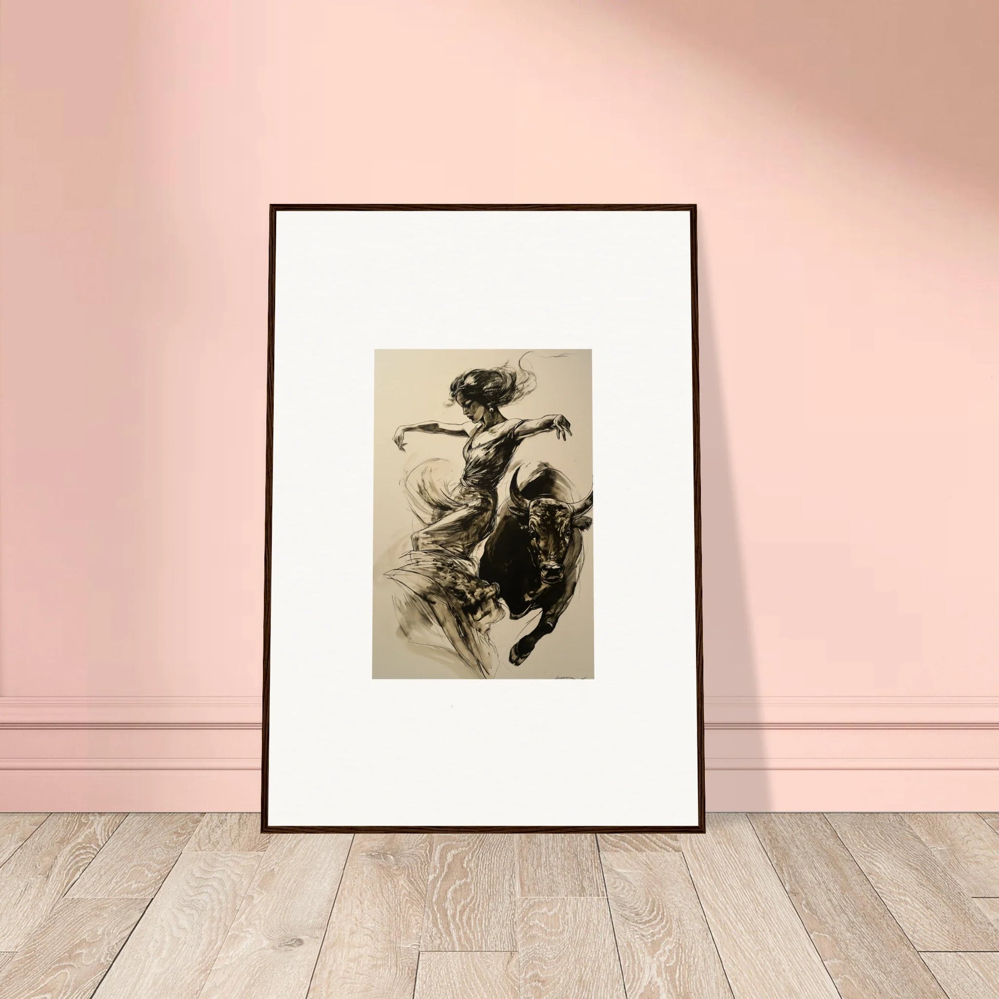 Framed black and white sketch of a dancer in motion from Resilient Dancer Flame special edition art™