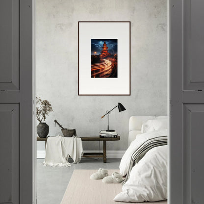 Framed photo of light trails under the Eiffel Tower for Hyperloop Dreams Extravaganza