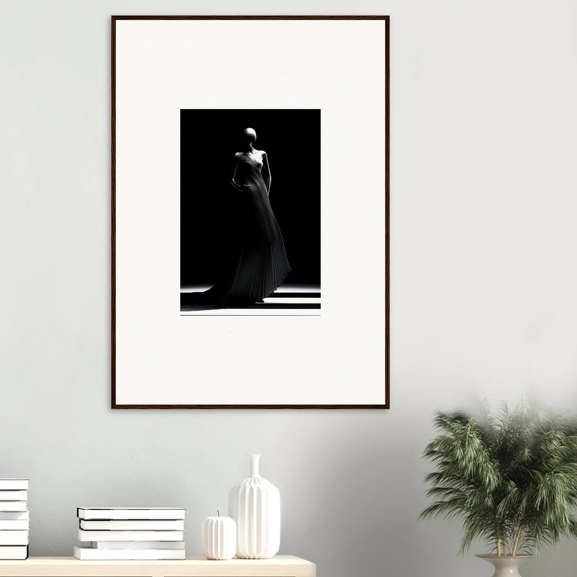 Elegant figure in dramatic light, showcasing Echoes Velvet Mirage special edition art™