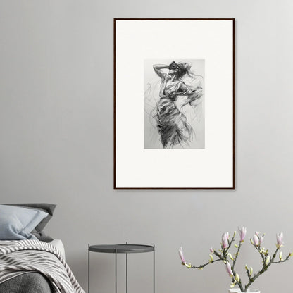 Framed black and white charcoal sketch from Veiled Revisionist Muse special edition art™