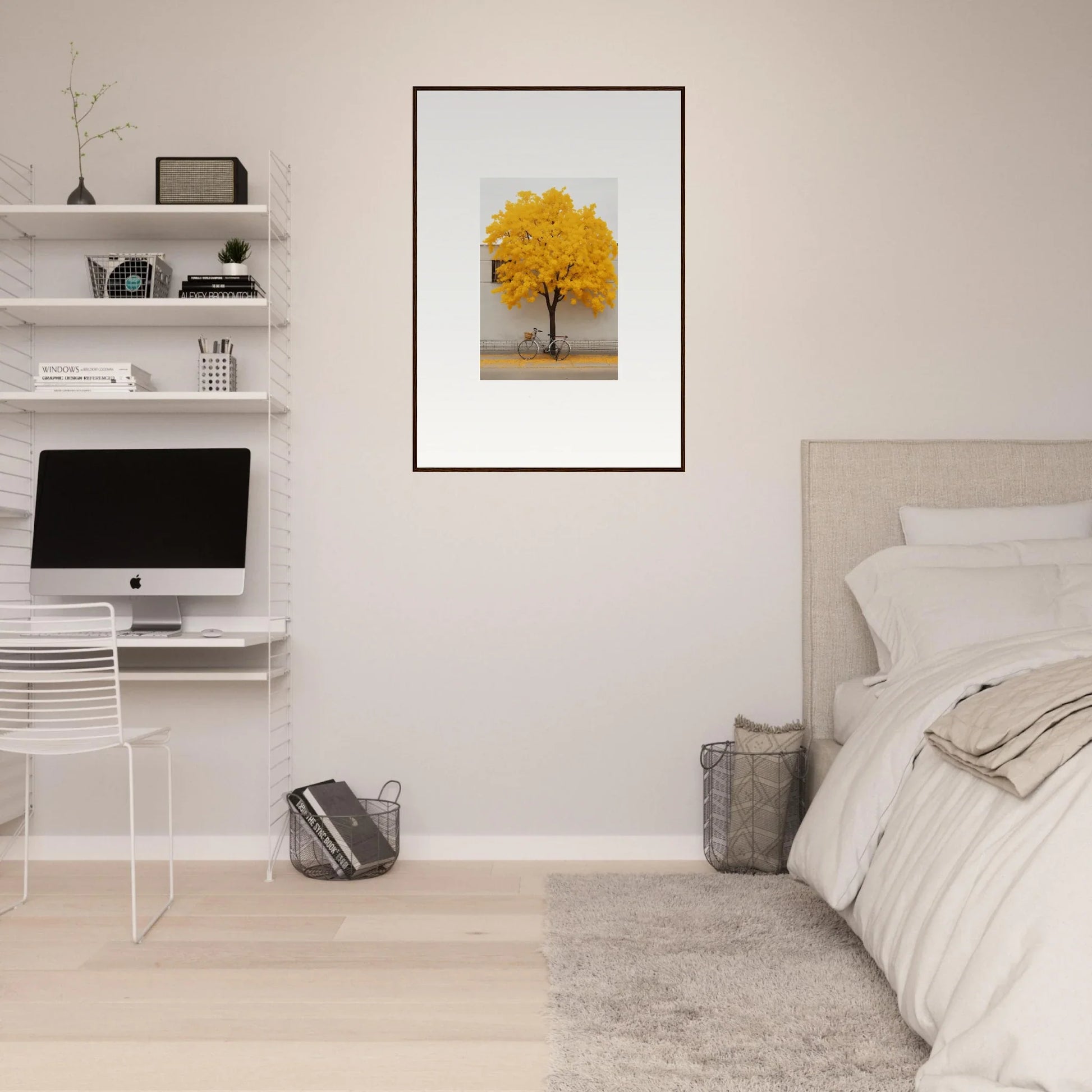 Framed wall art featuring a yellow tree, Lemonade Gaze Reverie special edition art™