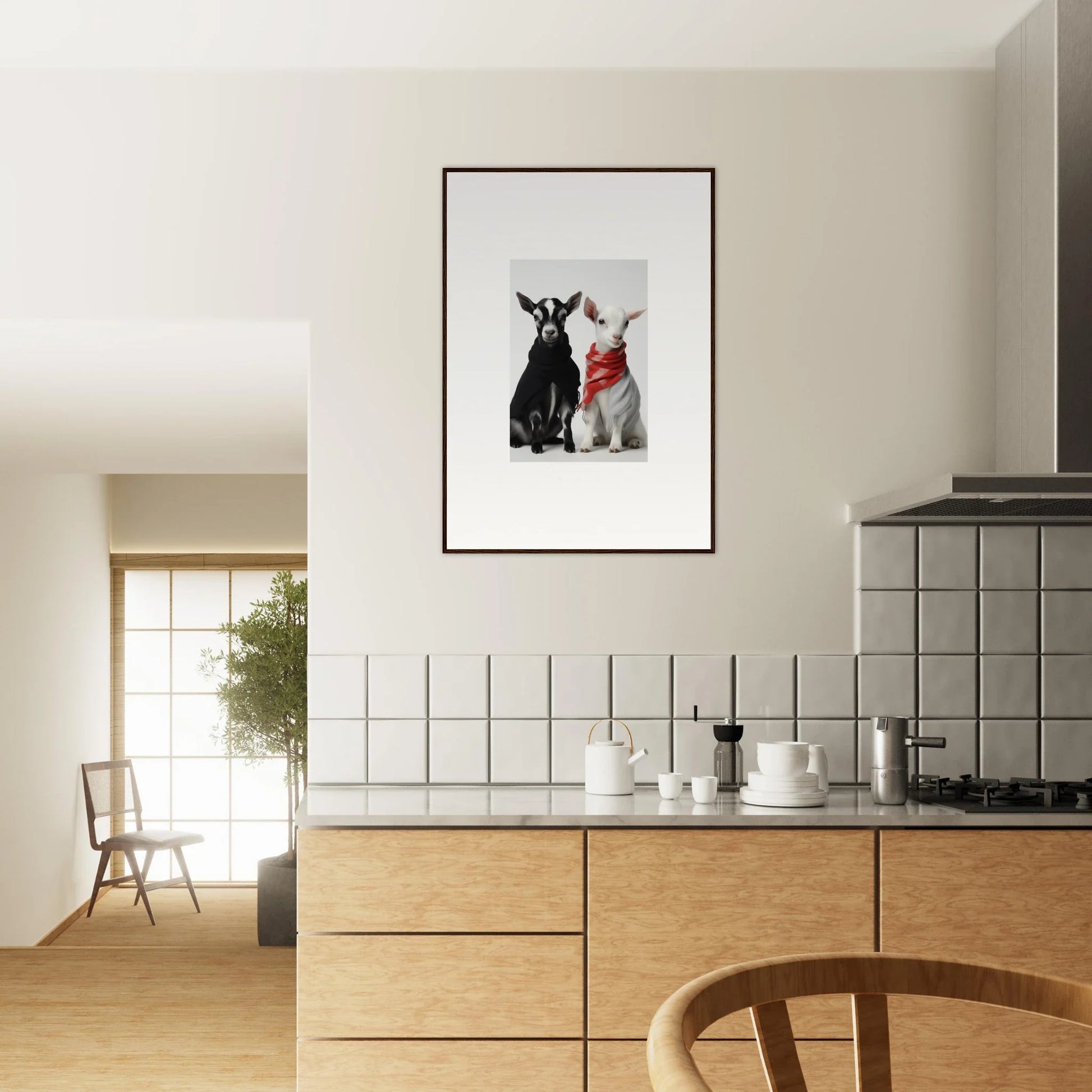 Framed wall art featuring two dogs in bow ties from Rainbow Twin Dreams special edition art™