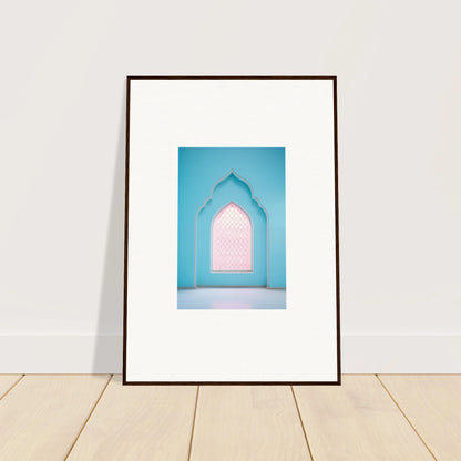 Framed art print of a turquoise archway with pink light for Souls Diffilveres Critfilters