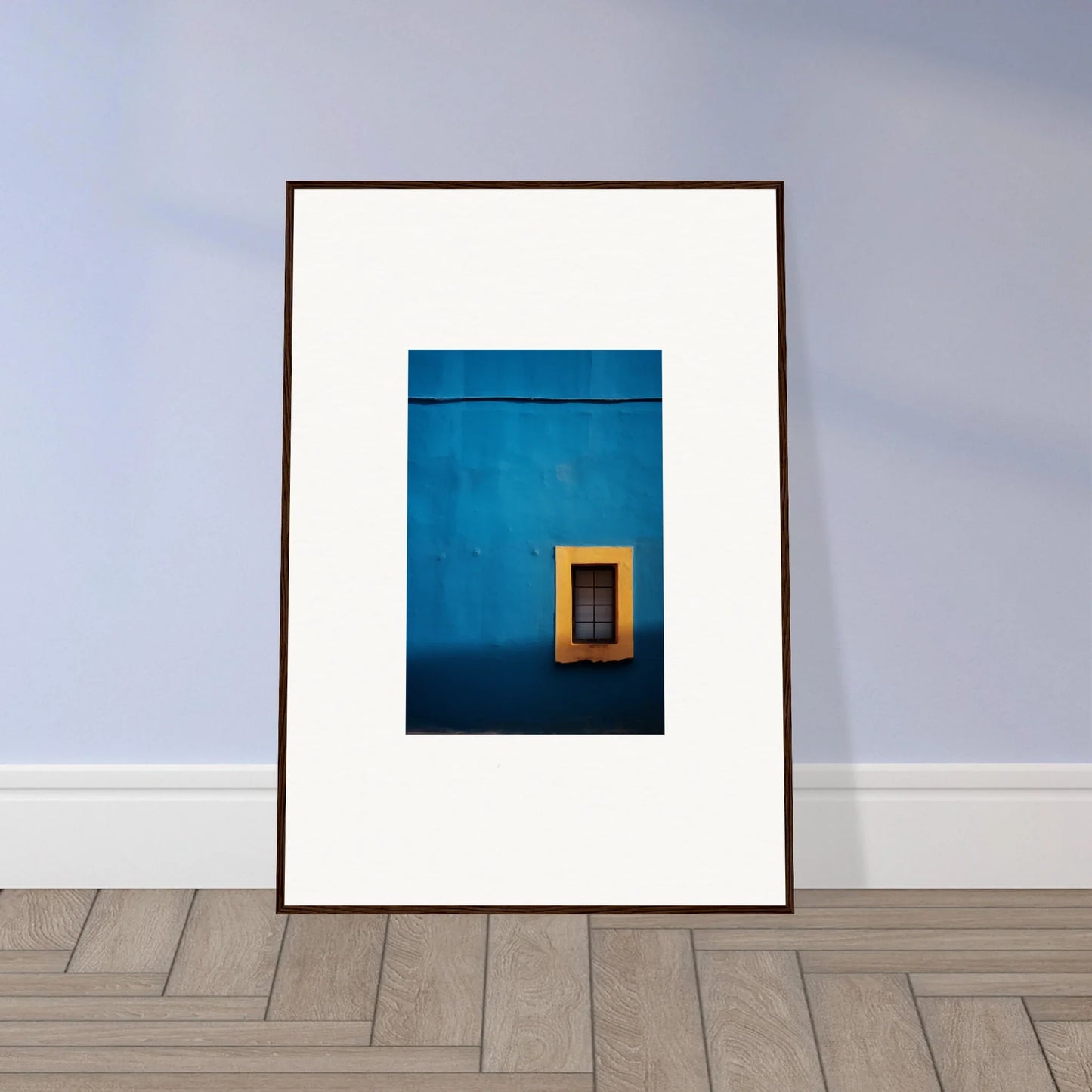 Framed photo of a blue wall with yellow frame from Hypercolor Dreamscape Longitude