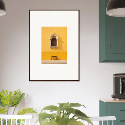 Framed photograph of an arched window on a yellow wall for Gapes of Gargoyles special edition art™