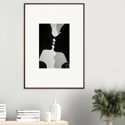 Framed wall art of ’Nouveau Love Symphony’ showing two profiles about to kiss