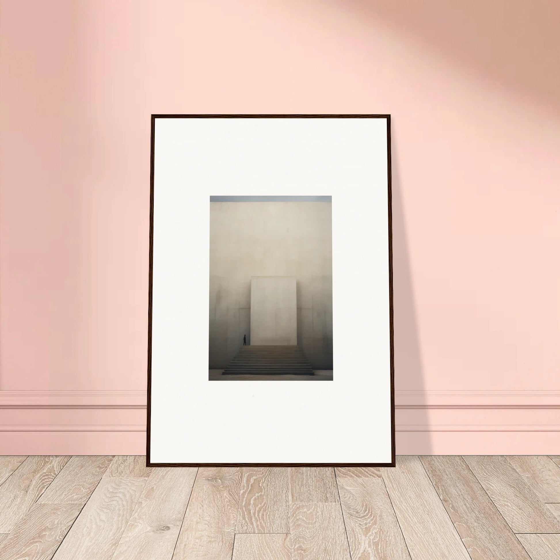 Framed black and white minimalist art of a misty shape from Portal Eventide Abstract