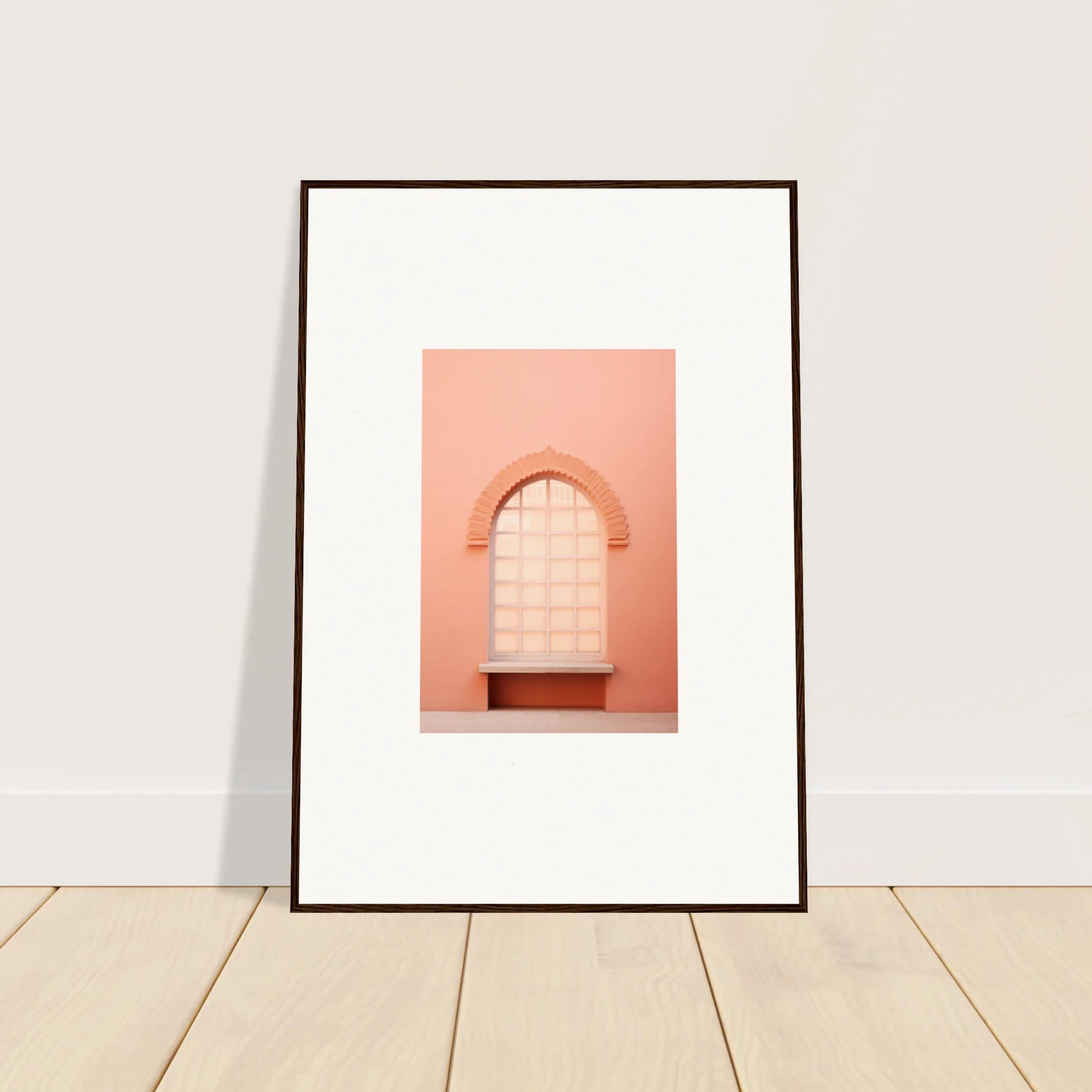 Framed wall art of a pink arched doorway from Windows Morning Whisper collection