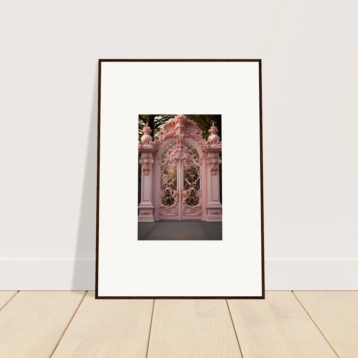 Framed ornate pink baroque-style door image for Opulent Doorscape Divinity art™