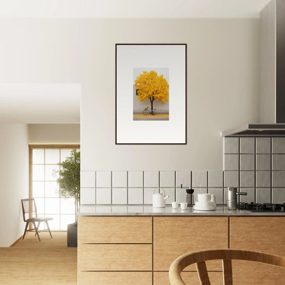 Framed wall art of a yellow autumn tree in Lemonade Gaze Reverie special edition art™