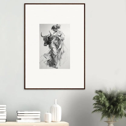 Framed black and white classical figure art for Splashing Gaze Melds collection