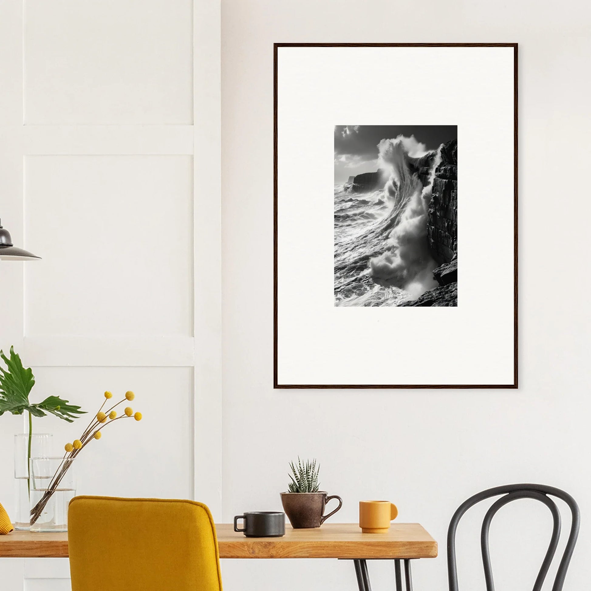 Framed wall art of a dramatic ocean wave for Tidal Curved Reality special edition art™
